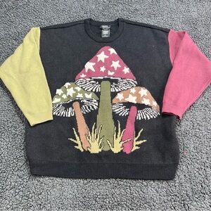 Thorn & Fable Mushroom Star Color-Block Womens Sweater Sz L